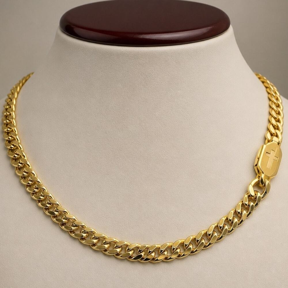 9MM 22inches Cuban Chain Gold Plated 316 Stainless steel Necklace